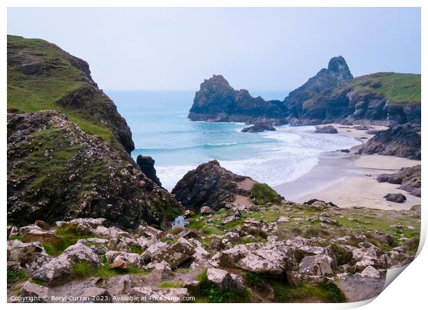 Secluded Beauty of Kynance Cove Print by Beryl Curran