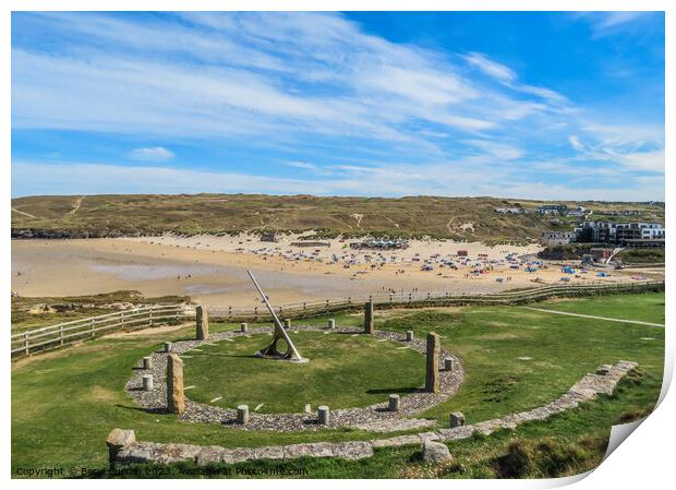 Perranporth’s Sundial  Print by Beryl Curran