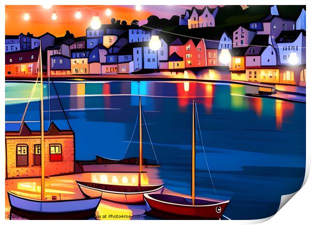 Harbour Nights Print by Beryl Curran