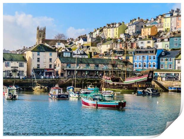 Brixham Quayside and Harbour Print by Beryl Curran
