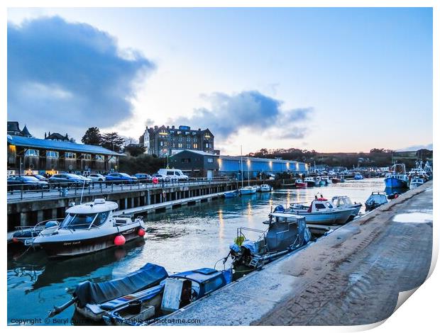 The Working Harbour Padstow Print by Beryl Curran