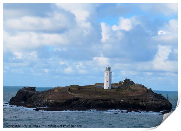 Godrevy Lighthouse Cornwall  Print by Beryl Curran