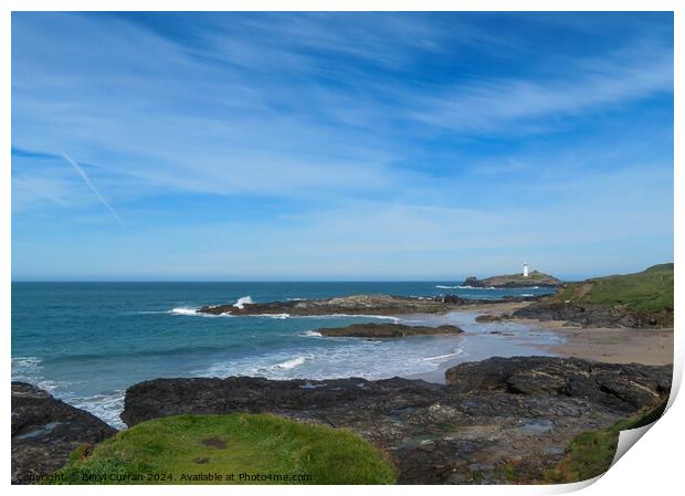 Godrevy Lighthouse  Print by Beryl Curran