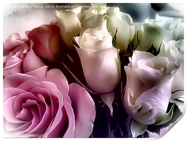 Enchanting English Rose Bouquet Print by Beryl Curran