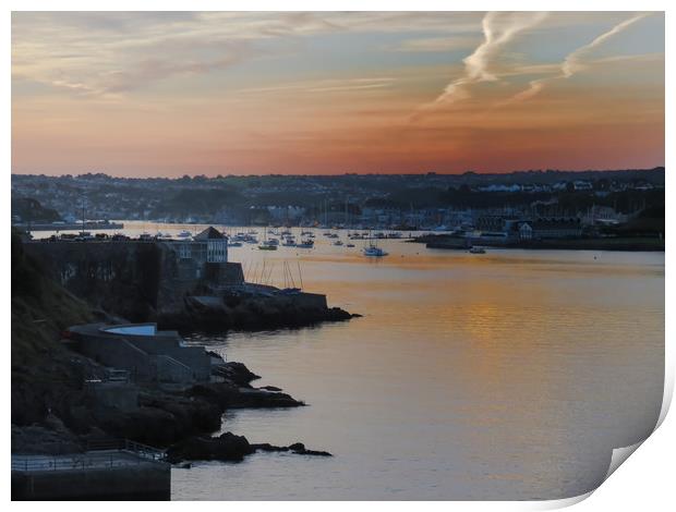 Majestic Sunrise over Plymouth Hoe Print by Beryl Curran