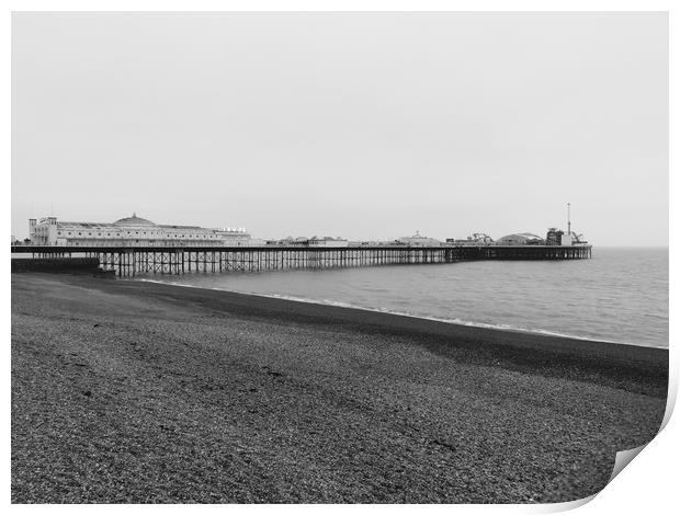 Nostalgic Brighton Pier in Monochrome Print by Beryl Curran