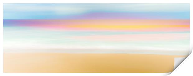 Golden Sunset on Hayle Beach Print by Beryl Curran