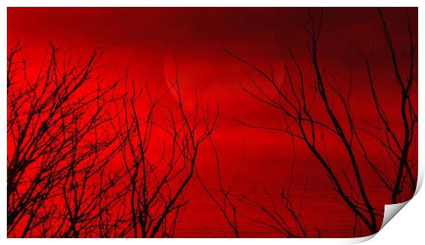 Mystical Red Sunset Print by Beryl Curran