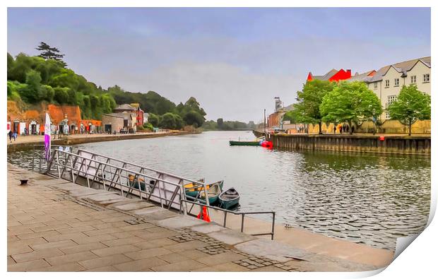 Serene Reflections on Exeter Quay Print by Beryl Curran