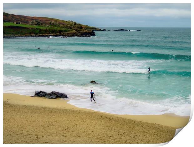 Thrilling Surfing Adventure St Ives  Print by Beryl Curran