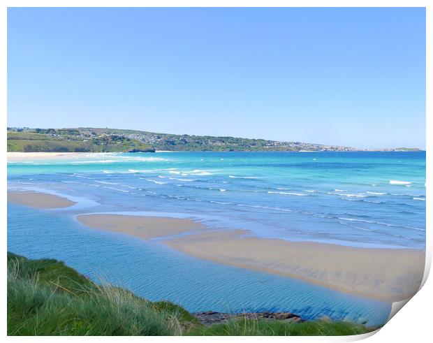 It’s A Beautiful Day. Hayle Beach, Cornwall  Print by Beryl Curran