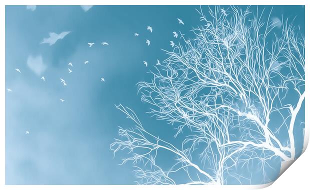 Winters Mystical Tree Print by Beryl Curran