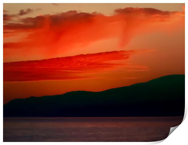 Glowing Cretan Sunset Print by Beryl Curran
