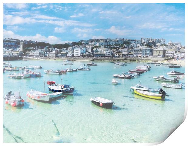 Sunny day in St Ives Print by Beryl Curran