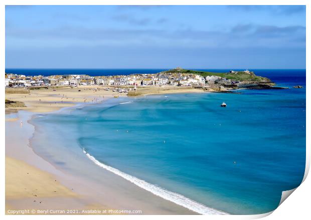 Serenity in St Ives Bay Print by Beryl Curran