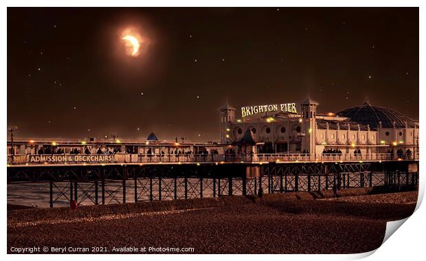 A Magical Night on Brightons Palace Pier Print by Beryl Curran