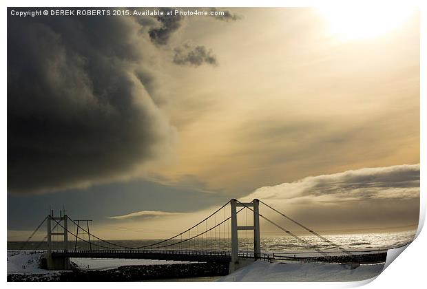 Passing storm at Jokulsarlon bridge Print by DEREK ROBERTS