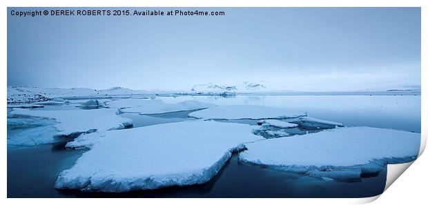  Jökulsárlón ice lagoon at dusk Print by DEREK ROBERTS