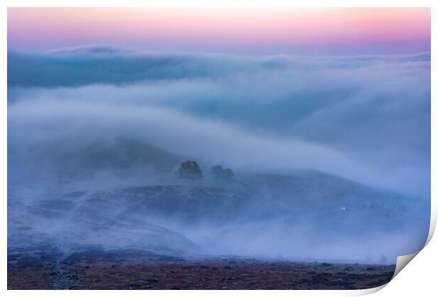 Flowing Fog over Burbage Valley Print by John Finney