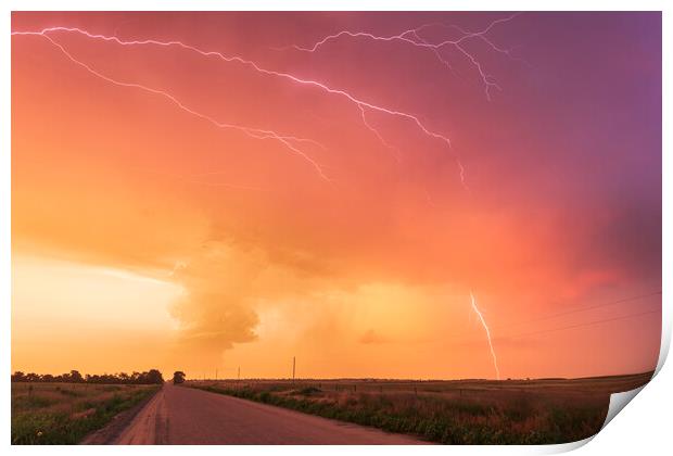 Nebraska Thunderstorm Sunset Print by John Finney