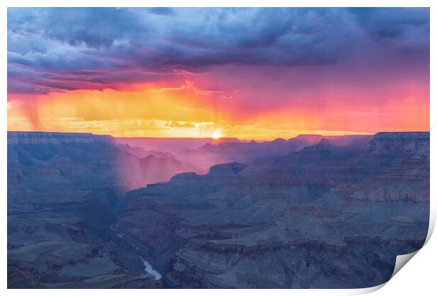Grand Canyon Monsoon sunset Print by John Finney