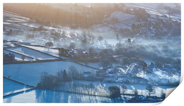 Hayfield Winter Sunrise, Derbyshire, England.  Print by John Finney
