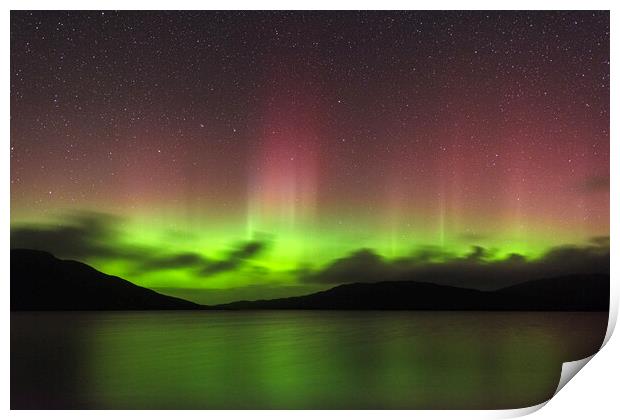 Aurora Borealis over The Isle of Harris Print by John Finney