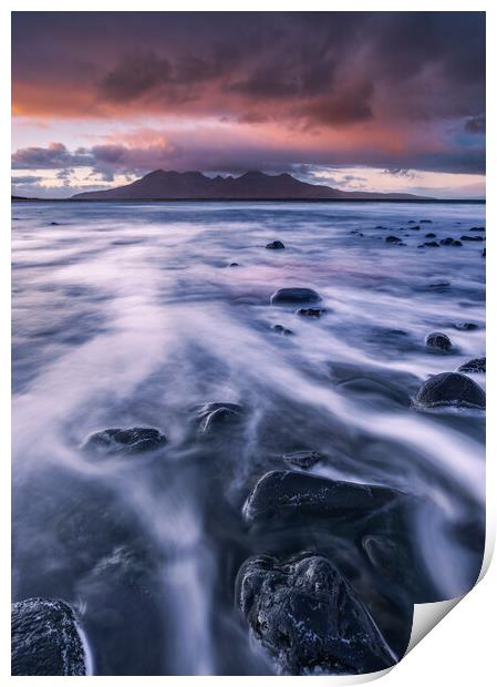 Isle of Eigg with the Isle of Rum in the distance Print by John Finney
