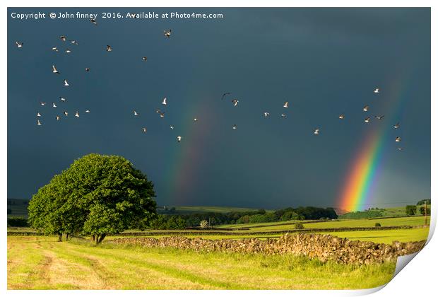Monyash rainbow, Derbyshire. Print by John Finney