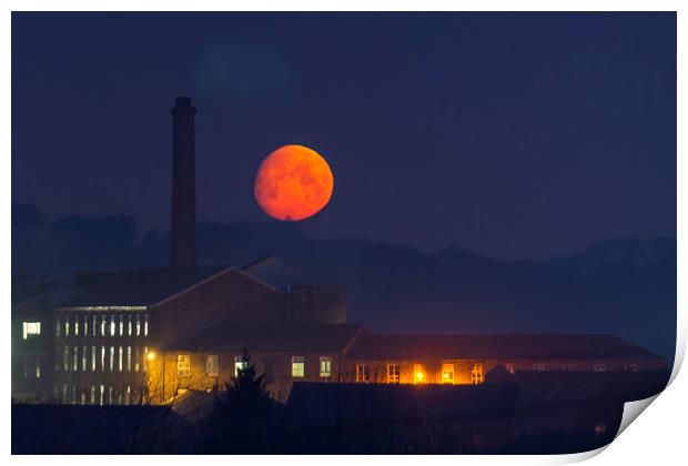 Swizzels Blood moon. New Mills. Derbyshire.  Print by John Finney