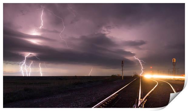 Railroad lightning  Print by John Finney
