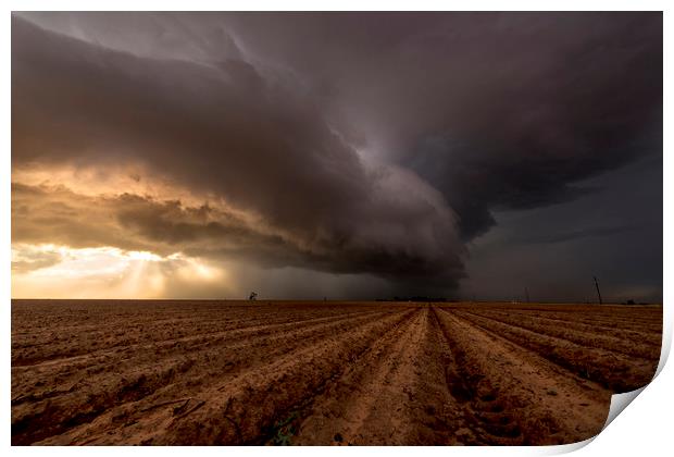 Texas Panhandle, storm clouds over Drought Print by John Finney