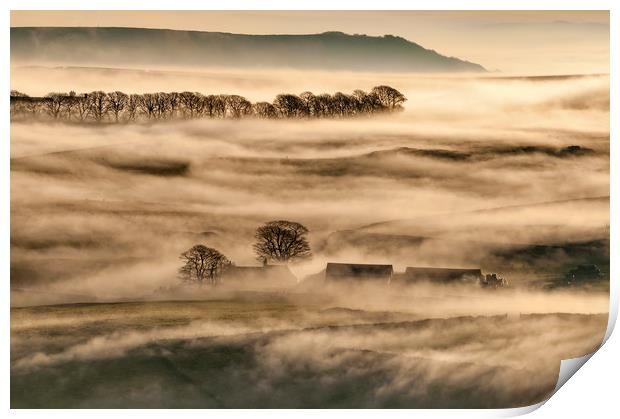 Oxlow house, Derbyshire, England.  Print by John Finney