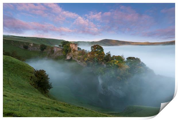 Peveril Castle Autumn Dawn.   Print by John Finney