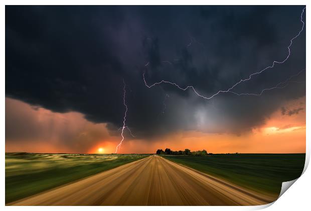 Storm Chase sunset, Colorado. Print by John Finney