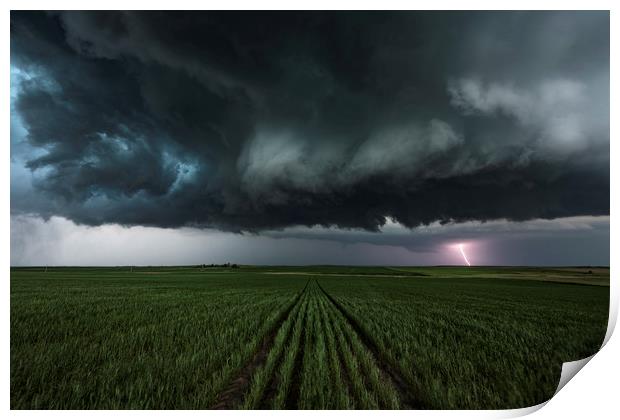 Tornado warned Storm near Killdeer, North Dakota  Print by John Finney