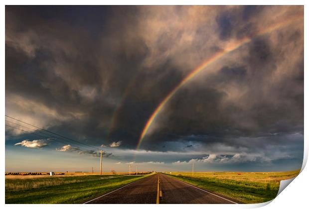 Double rainbow sunset, Colorado Print by John Finney