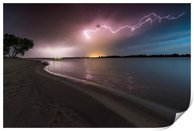 Lake McConaughy lightning, Nebraska Print by John Finney