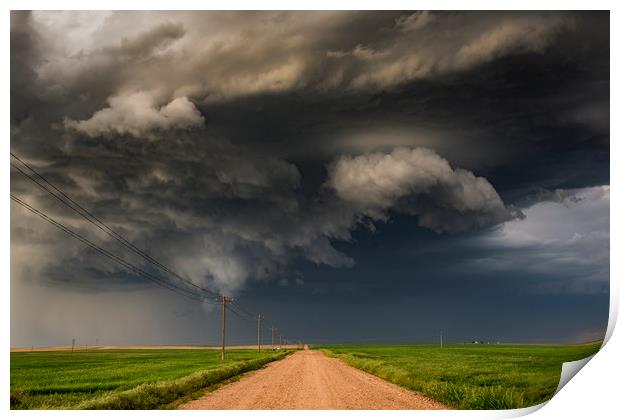 Rotating thunderstorm, Nebraska. Print by John Finney