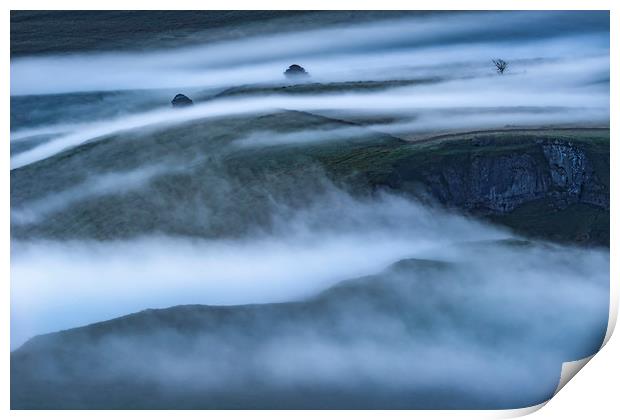 Winnats Pass, mysterious misty dawn Print by John Finney