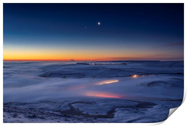 Winter conjunction over freezing fog and snow   Print by John Finney