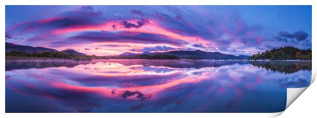 Derwent Water Symmetry Panoramic Print by John Finney