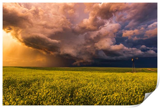 Montana tornado warned sunset Print by John Finney