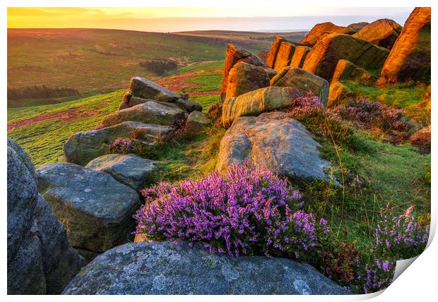 Peak District Purple Sunrise Print by John Finney