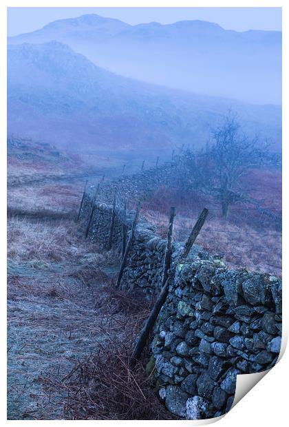Fox Ghyll Blue Hour, Lake District Print by John Finney