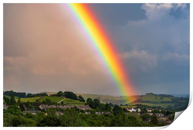 Rainbow over New Mills, Derbyshire Print by John Finney