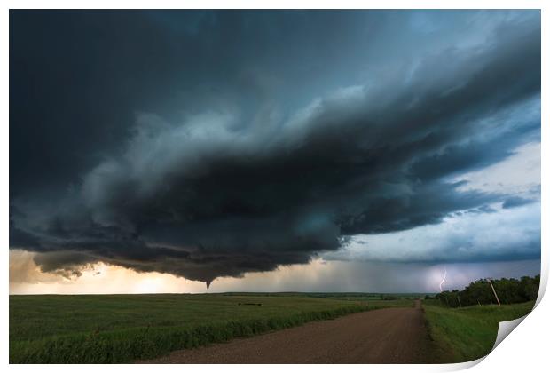 North Dakota Tornado and Lightning Print by John Finney