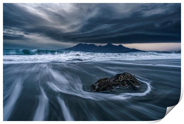 Dramatic seascape with the Isle of Rum  Print by John Finney