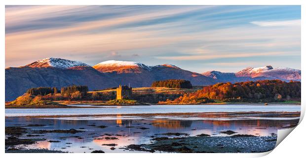 Castle Stalker Winter sunset, Scotland Print by John Finney