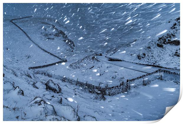 Winnats Pass Winter Blizzard, Peak District Print by John Finney